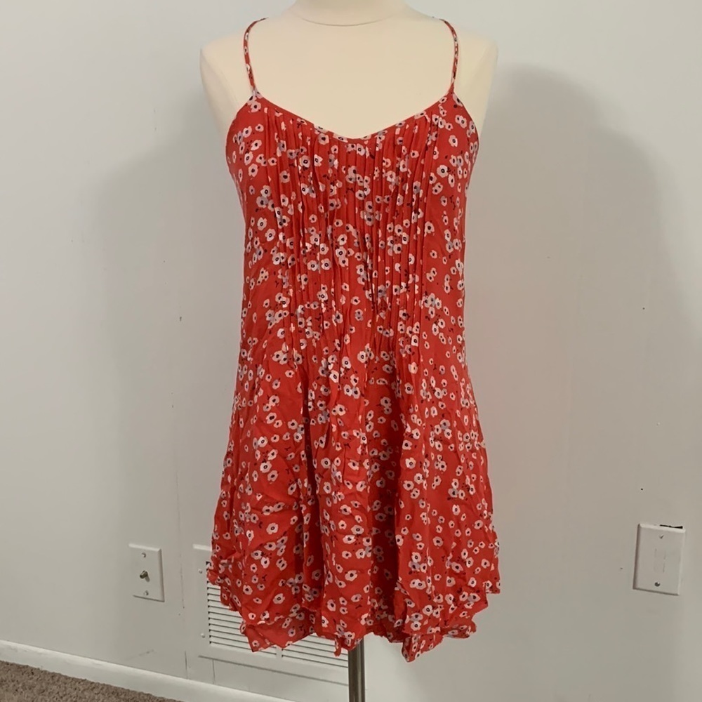 Sanctuary Minidress adjustable spaghetti strap lined gathered extra ruffle bottm